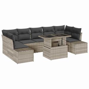 vidaXL Sada pohoviek s vank&uacute;&scaron;om 8 pcs Svetlosiv&aacute; polyratan