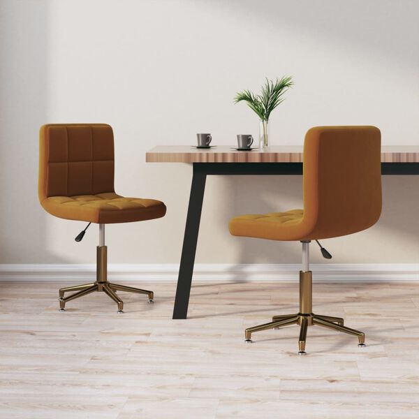 vidaXL Otočn&eacute; jed&aacute;lensk&eacute; stoličky 2 ks hned&eacute; zamatov&eacute;