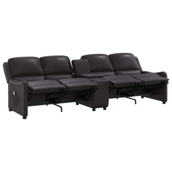 vidaXL 4-miestne sklápacie masážne kreslo+držiaky na poháre, čierne