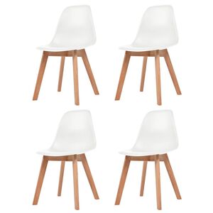vidaXL Jed&aacute;lensk&eacute; stoličky 4 ks, biele, plast