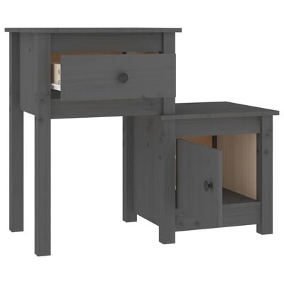 vidaXL Nočný stolík sivý 79,5x38x65,5 cm masívne borovicové drevo