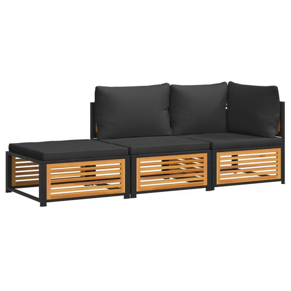 vidaXL 3-dielna z&aacute;hradn&aacute; sedacia s&uacute;prava s vank&uacute;&scaron;mi ak&aacute;ciov&yacute; mas&iacute;v