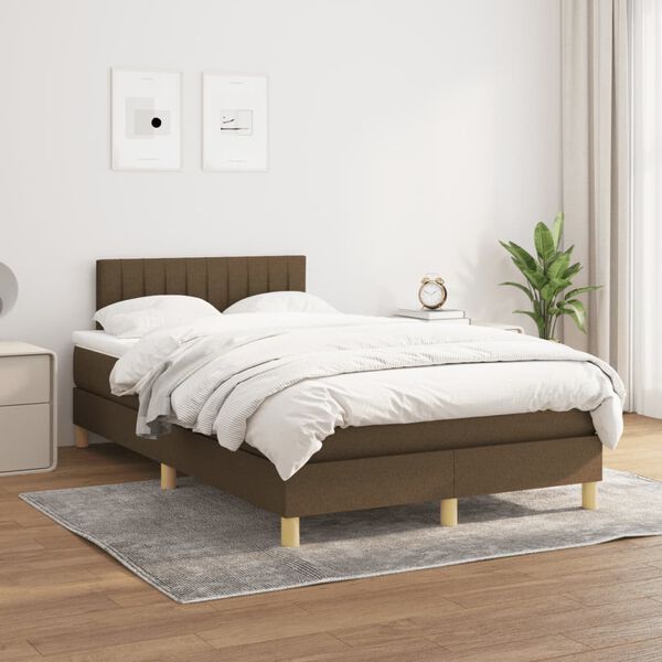 vidaXL Boxspring posteľ s matracom tmavohned&aacute; 120x190 cm l&aacute;tka