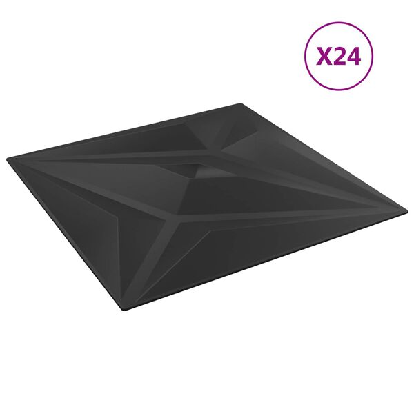 vidaXL N&aacute;stenn&eacute; panely Hviezda 24 pcs Čierny Star 50 x 50 cm XPS Pena