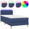 vidaXL Posteľ boxsping s matracom a LED modr&aacute; 90x200 cm l&aacute;tka
