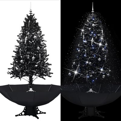 vidaXL Snežiaci vianočný stromček s dáždnikovým podstavcom čierny 190 cm PVC