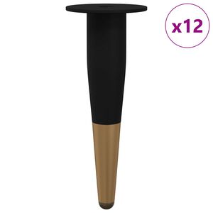 vidaXL Nohy n&aacute;bytku 12 pcs Čierna a zlat&aacute; &Oslash; 40 x 98 mm Železo