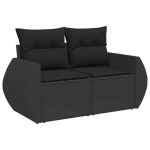 vidaXL Z&aacute;hradn&aacute; pohovka s vank&uacute;&scaron;mi 2-miestna čierna polyrattan