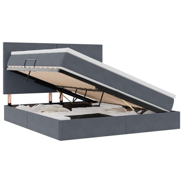 vidaXL Postel s &uacute;ložn&yacute;m prostorem a matrac&iacute; Tmavo &scaron;ed&aacute; 180 x 200 cm