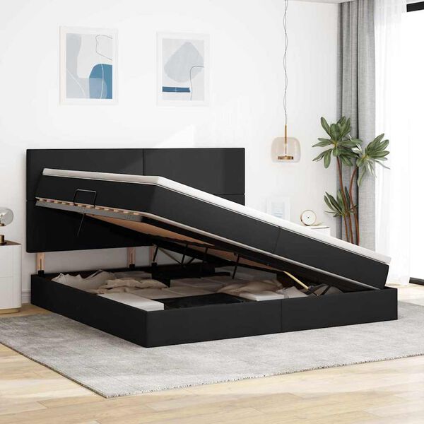 vidaXL Postel s &uacute;ložn&yacute;m prostorem a LED svetlom Čierna 200 x 200 cm