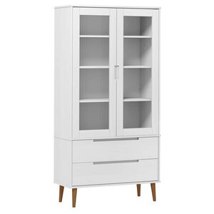 vidaXL Vitr&iacute;na MOLDE, biela 90x35x175 cm, borovicov&yacute; mas&iacute;v