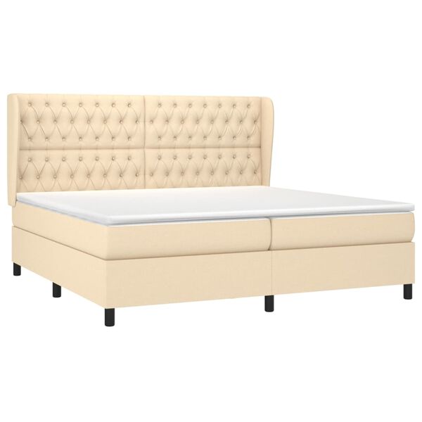 vidaXL Boxspring posteľ s matracom kr&eacute;mov&aacute; 200x200 cm l&aacute;tka