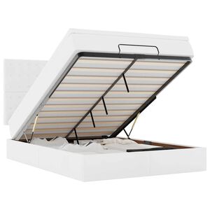 VidaXL Osmansk&aacute; posteľ s matracom a LED di&oacute;dami biela umel&aacute; koža