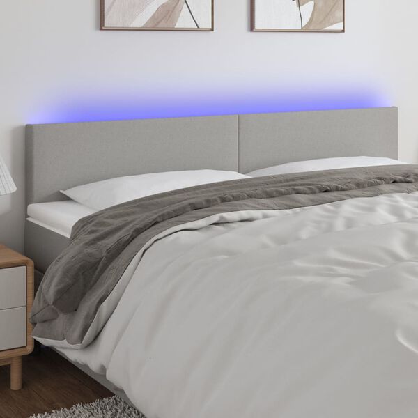 vidaXL Čelo postele s LED bledosiv&eacute; 160x5x78/88 cm l&aacute;tka