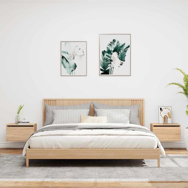 vidaXL Nástenné nočné skrinky s LED osvetlením 2 ks dub sonoma