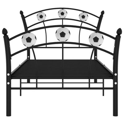 vidaXL Rám postele s futbalovým dizajnom čierny kov 90x200 cm