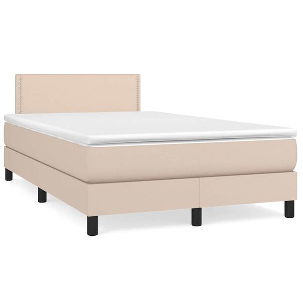 vidaXL Boxspring posteľ+matrac a LED, kapuč&iacute;nov&aacute; 120x190cm, umel&aacute; koža
