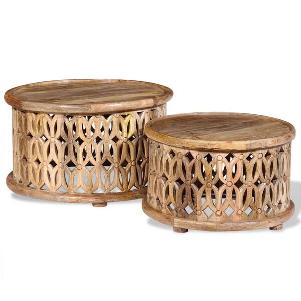 vidaXL 2-dielna sada konferenčných stolíkov, mangovníkové drevo