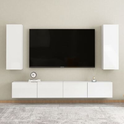 vidaXL TV skrinky 2 ks, lesklé biele 30,5x30x90 cm, kompozitné drevo