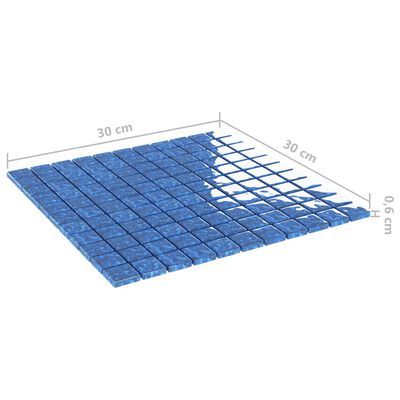 vidaXL Mozaikové dlaždice 11 ks, modré 30x30 cm, sklo