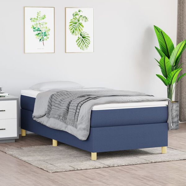 vidaXL Posteľn&yacute; r&aacute;m boxspring s matracom modr&yacute; 90x190 cm l&aacute;tka