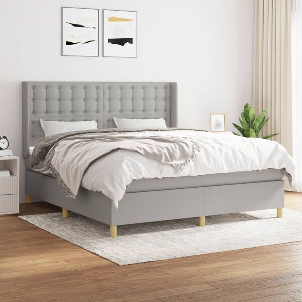 vidaXL Boxspring posteľ s matracom bledosiv&aacute; 180x200 cm l&aacute;tka