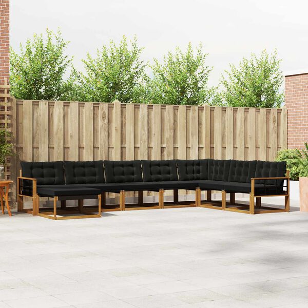 vidaXL Z&aacute;hradn&aacute; s&uacute;prava gaučov s vank&uacute;&scaron;om 8 pcs Pr&iacute;rodn&aacute; a čierna