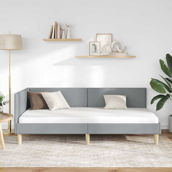 vidaXL Rohový rám postele Svetlosivá 90 cm x 190 cm Zamat