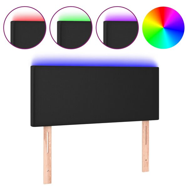 vidaXL Čelo postele s LED čierne 90x5x78/88 cm umelá koža