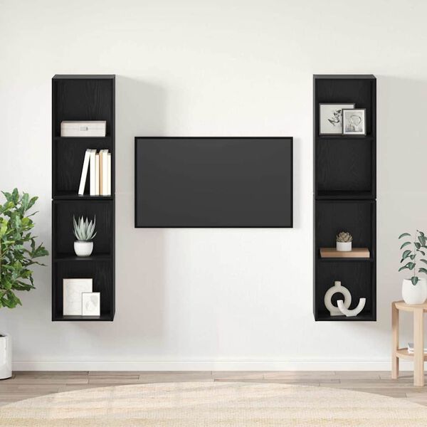 vidaXL Zostava TV skriniek N&aacute;stenn&yacute; 4 pcs Čierny dub 37 x 37 x 72 cm