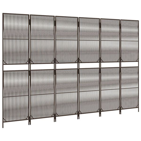 vidaXL Parav&aacute;n 6 panelov hned&yacute; polyratan