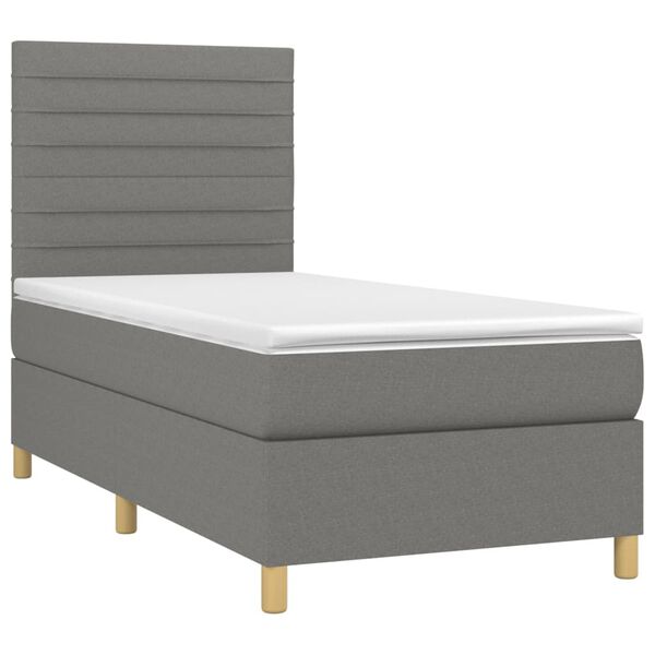 vidaXL Boxspring posteľ s matracom tmavosiv&aacute; 90x190 cm l&aacute;tka