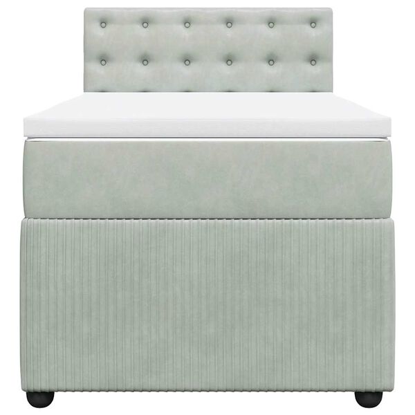 vidaXL Posteľn&yacute; r&aacute;m boxsping s matracom bledosiv&yacute; 100x200 cm zamat