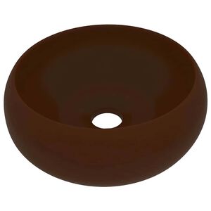 vidaXL Luxusn&eacute; um&yacute;vadlo, okr&uacute;hle, matn&eacute; tmavohned&eacute; 40x15 cm, keramika