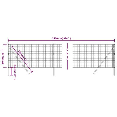 vidaXL Drôtený plot antracitový 0,8x25 m pozinkovaná oceľ