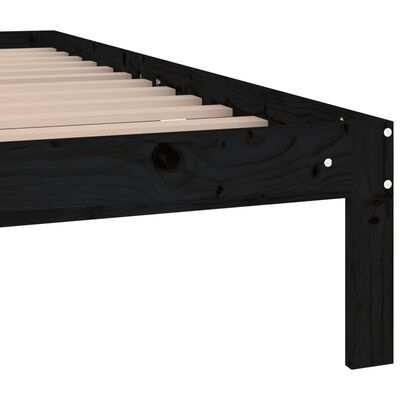 vidaXL Posteľný rám, čierny, drevený masív 150x200 cm, King