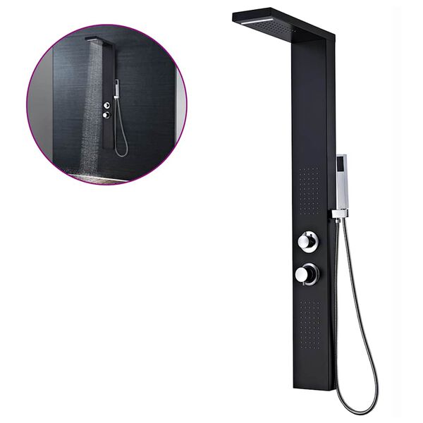 vidaXL Hliníkový sprchový panel, matný čierny