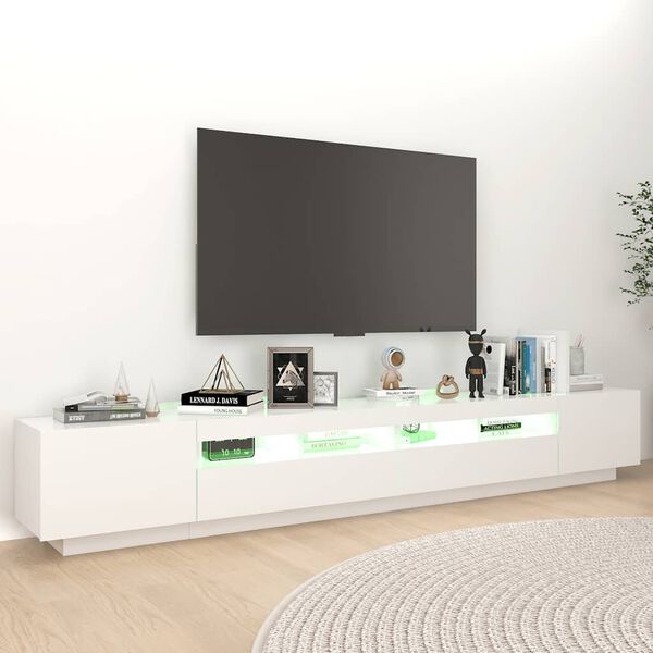 vidaXL TV skrinka s LED svetlami biela 260x35x40 cm