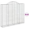 vidaXL Obl&uacute;kov&eacute; gabi&oacute;nov&eacute; ko&scaron;e 10 ks 200x30x160/180 pozinkovan&eacute; železo