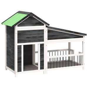 vidaXL Koterec pre psa siv&yacute; 143x60,5x109 cm borovicov&yacute; mas&iacute;v