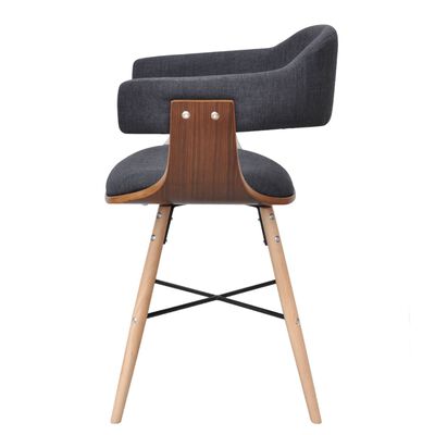 vidaXL Jedálenské stoličky 4 ks, tmavosivé, ohýbané drevo a látka