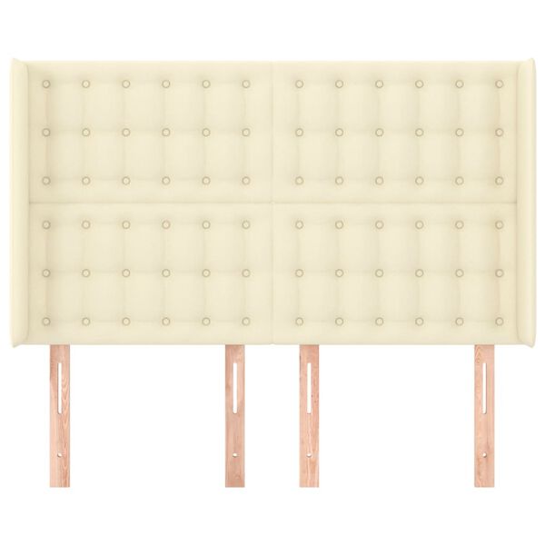 vidaXL Čelo postele so z&aacute;hybmi kr&eacute;mov&yacute; 147x16x118/128 cm umel&aacute; koža