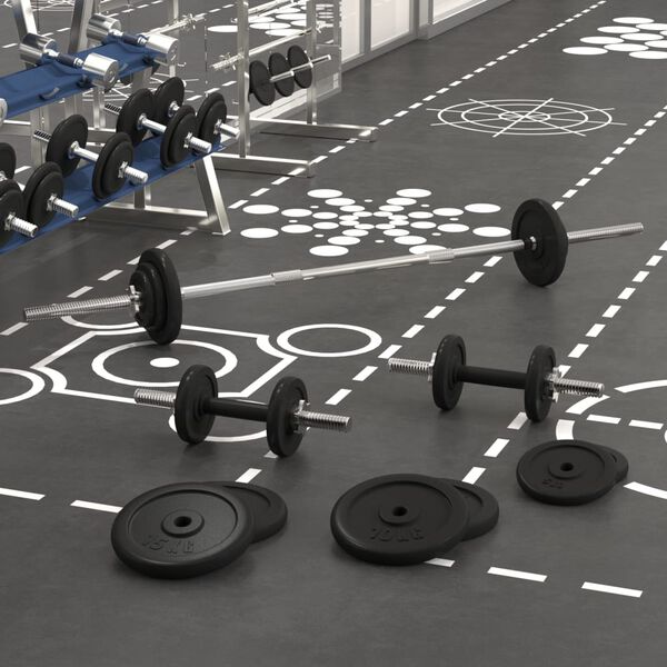 vidaXL Obojručná a jednoručná činka so závažiami 90 kg, liatina