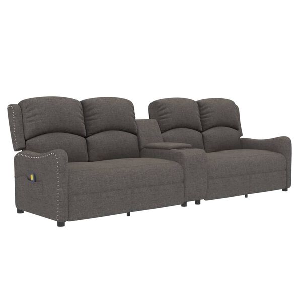 vidaXL 4-miestne skl&aacute;pacie mas&aacute;žne kreslo+držiaky na poh&aacute;re svetlosiv&eacute;