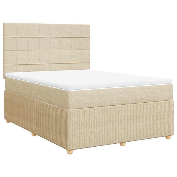 vidaXL Posteľn&yacute; r&aacute;m boxspring s matracom kr&eacute;mov&yacute; 140x200 cm l&aacute;tka