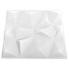 vidaXL 3D nástenné panely 48 ks 50x50 cm, diamantové, biele 12 m²