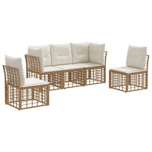 vidaXL Z&aacute;hradn&aacute; s&uacute;prava gaučov s vank&uacute;&scaron;om 5 pcs Pr&iacute;rodn&aacute; Polyester