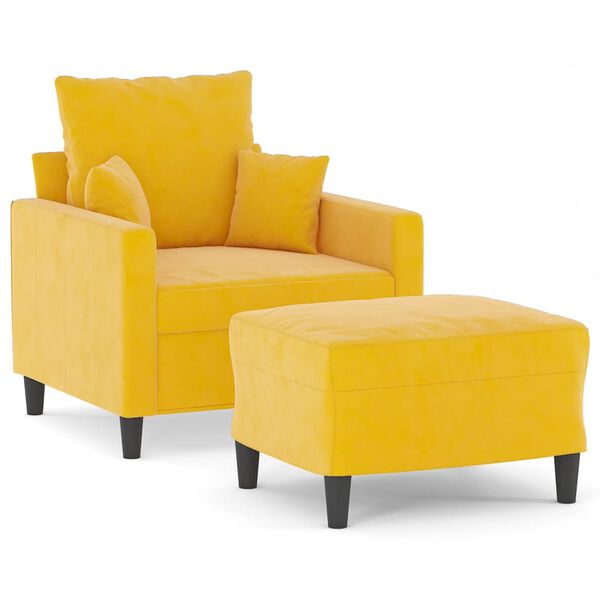 vidaXL Kreslo s podnožkou bledožlt&eacute; 60 cm zamat