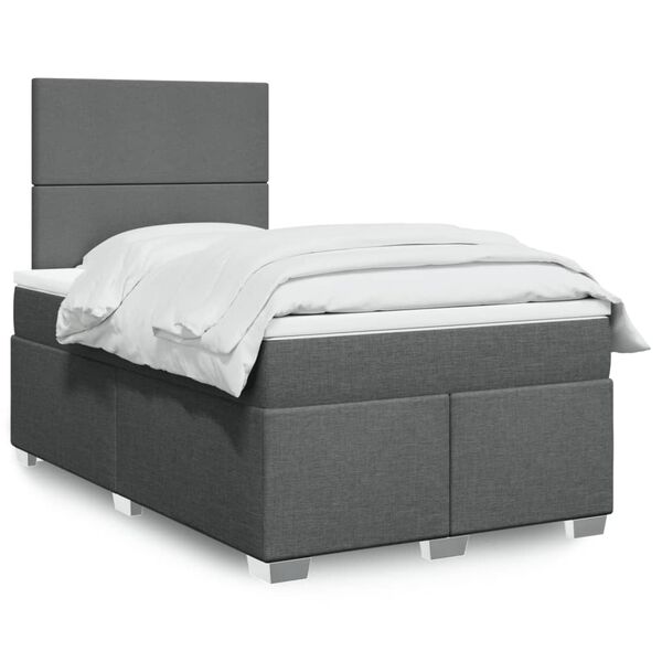 vidaXL Boxspring posteľ s matracom, tmavosiv&aacute; 120x190 cm, l&aacute;tka