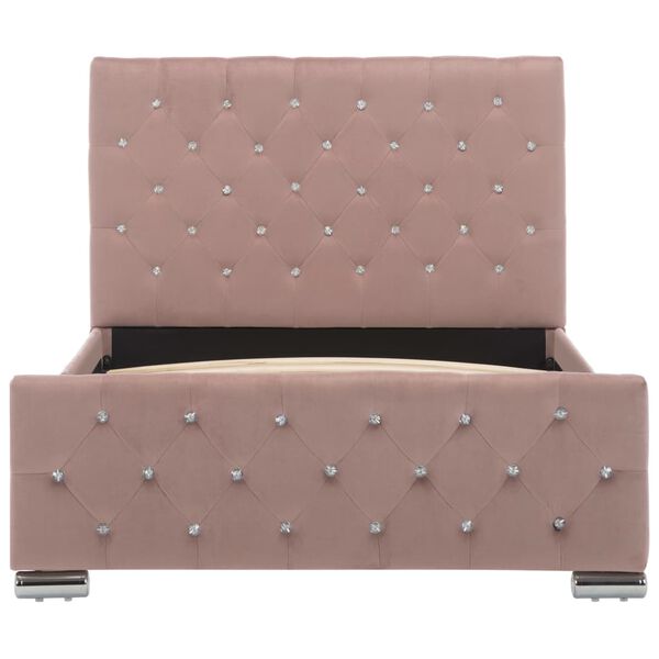 vidaXL Posteľný rám, ružový, zamat 100x200 cm